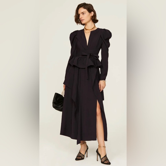 Ulla Johnson Dresses & Skirts - Women’s RTR Ulla Johnson
Virginie Dress Black Sz 6 Ruffle Long Sleeve Waist Tie